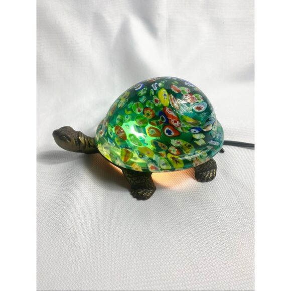 Murano Style Millefiori Glass Turtle Night Light Lamp Colorful Art Glass Decor - Picture 9 of 12